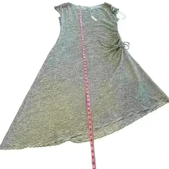 Max Studio Asymmetrical Maxi Dress Black White Stripes XL Minimalist - Picture 10 of 11